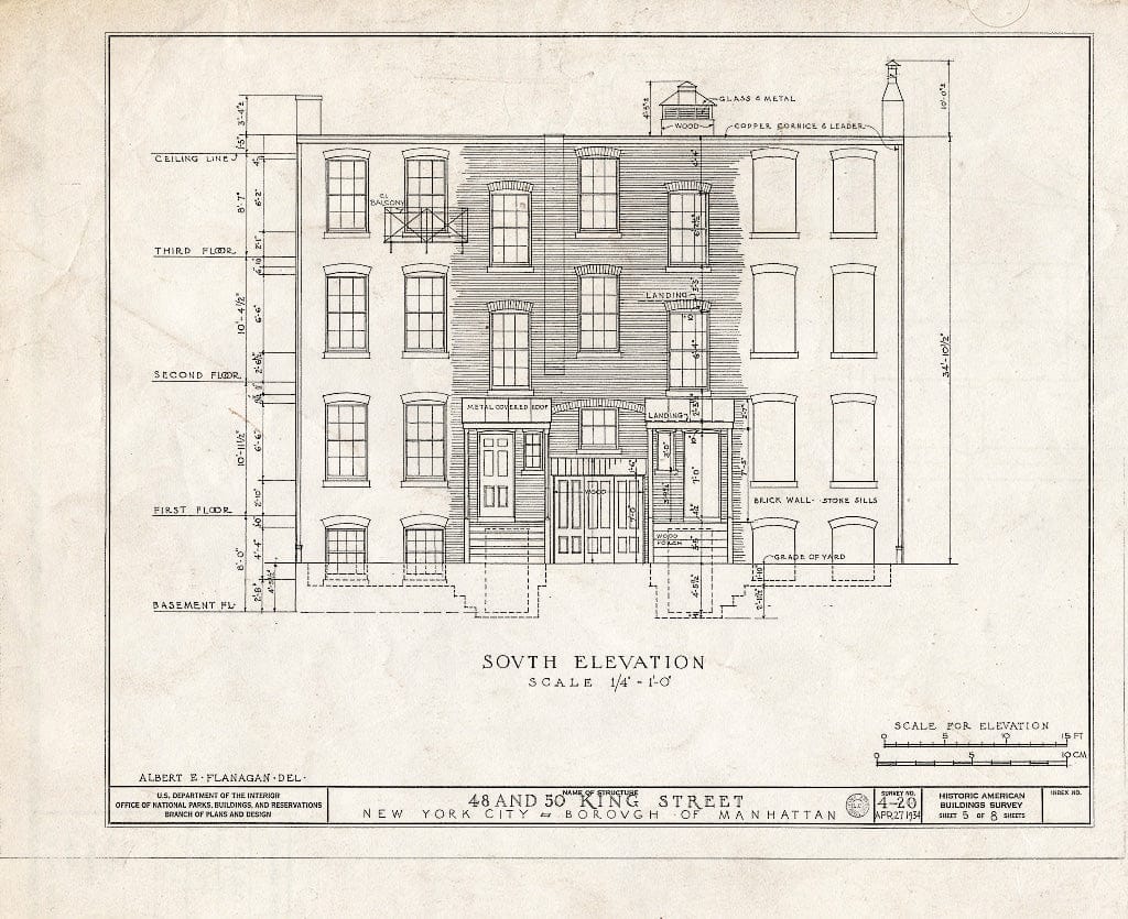 Blueprint HABS NY,31-NEYO,21- (Sheet 5 of 8) - 48 & 50 King Street (Houses), New York County, NY