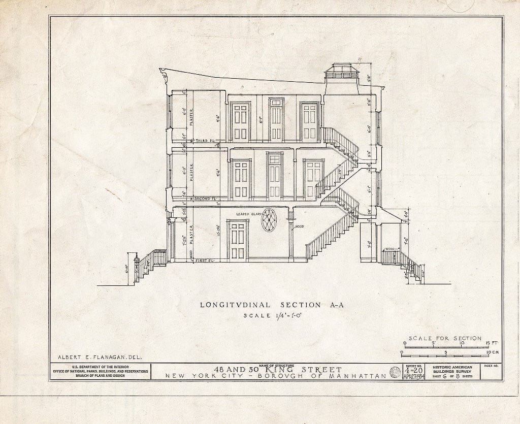 Blueprint HABS NY,31-NEYO,21- (Sheet 6 of 8) - 48 & 50 King Street (Houses), New York County, NY
