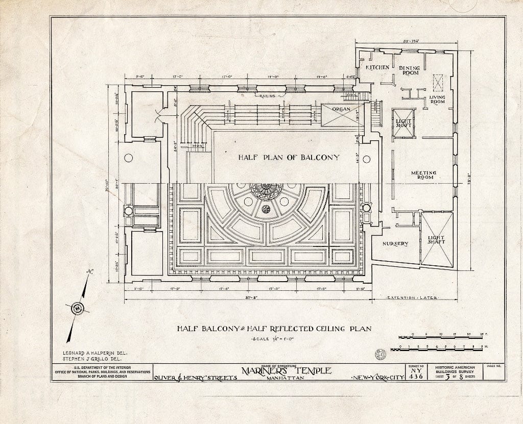 Blueprint HABS NY,31-NEYO,26- (Sheet 3 of 8) - Mariners' Temple, Oliver & Henry Streets, New York County, NY