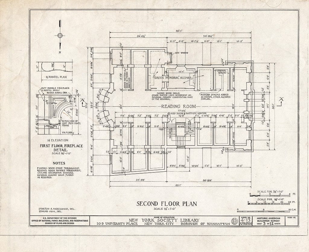 Blueprint HABS NY,31-NEYO,15- (Sheet 3 of 12) - New York Society Library, 109 University Place, New York County, NY