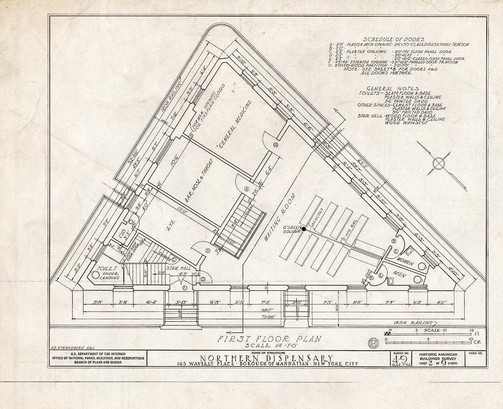 Blueprint HABS NY,31-NEYO,13- (Sheet 2 of 9) - Northern Dispensary, 165 Waverly Place, New York County, NY