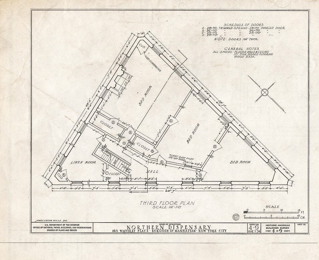 Blueprint HABS NY,31-NEYO,13- (Sheet 4 of 9) - Northern Dispensary, 165 Waverly Place, New York County, NY