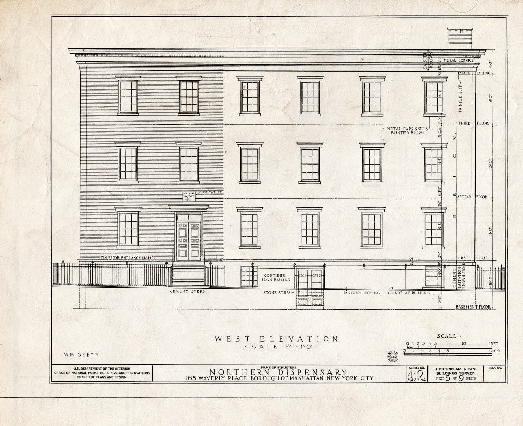 Blueprint HABS NY,31-NEYO,13- (Sheet 5 of 9) - Northern Dispensary, 165 Waverly Place, New York County, NY