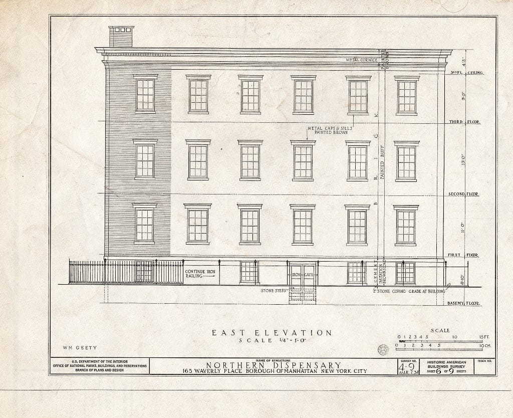 Blueprint HABS NY,31-NEYO,13- (Sheet 6 of 9) - Northern Dispensary, 165 Waverly Place, New York County, NY