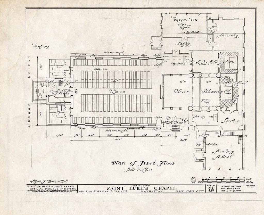Blueprint HABS NY,31-NEYO,29- (Sheet 1 of 4) - St. Luke's Chapel, 447 Hudson Street, New York County, NY