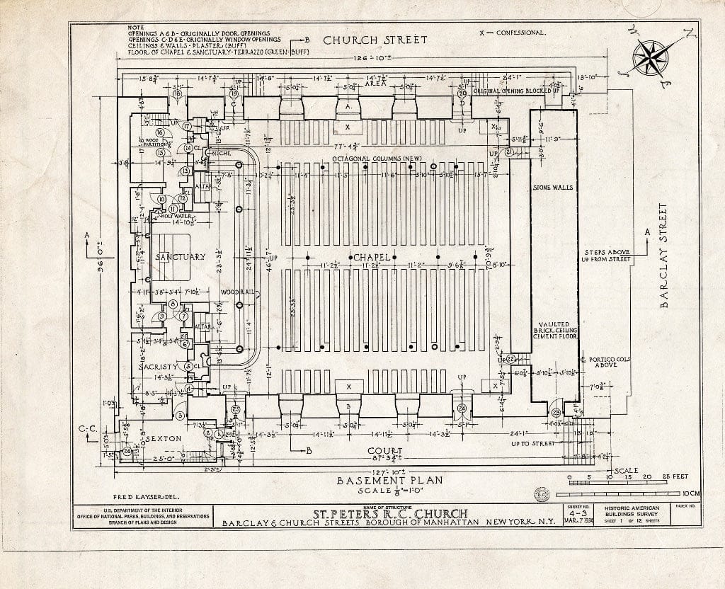 Blueprint HABS NY,31-NEYO,10- (Sheet 1 of 12) - St. Peter's Roman Catholic Church, 31 Barclay Street, New York County, NY