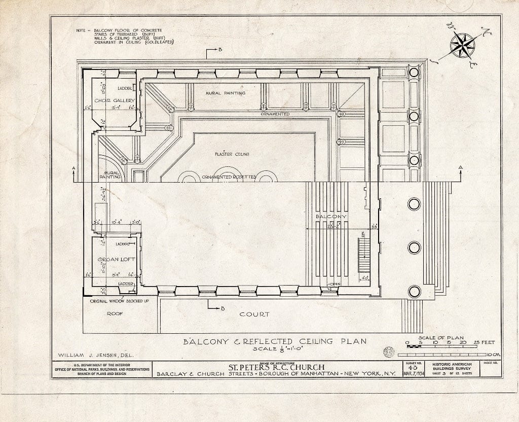Blueprint HABS NY,31-NEYO,10- (Sheet 3 of 12) - St. Peter's Roman Catholic Church, 31 Barclay Street, New York County, NY