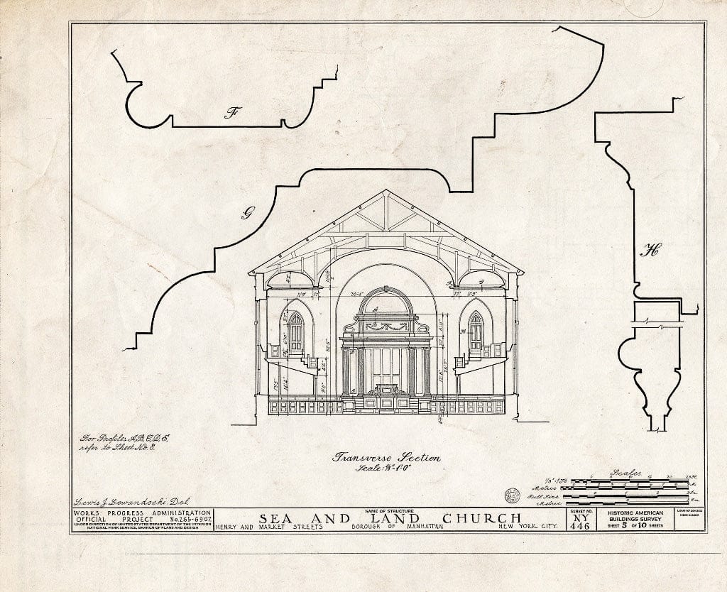 Blueprint HABS NY,31-NEYO,36- (Sheet 5 of 10) - Sea & Land Church, Henry & Market Streets, New York County, NY
