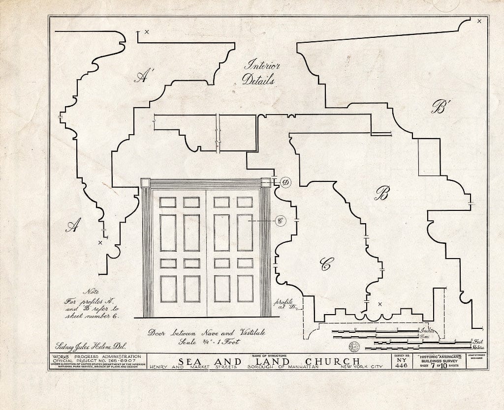 Blueprint HABS NY,31-NEYO,36- (Sheet 7 of 10) - Sea & Land Church, Henry & Market Streets, New York County, NY
