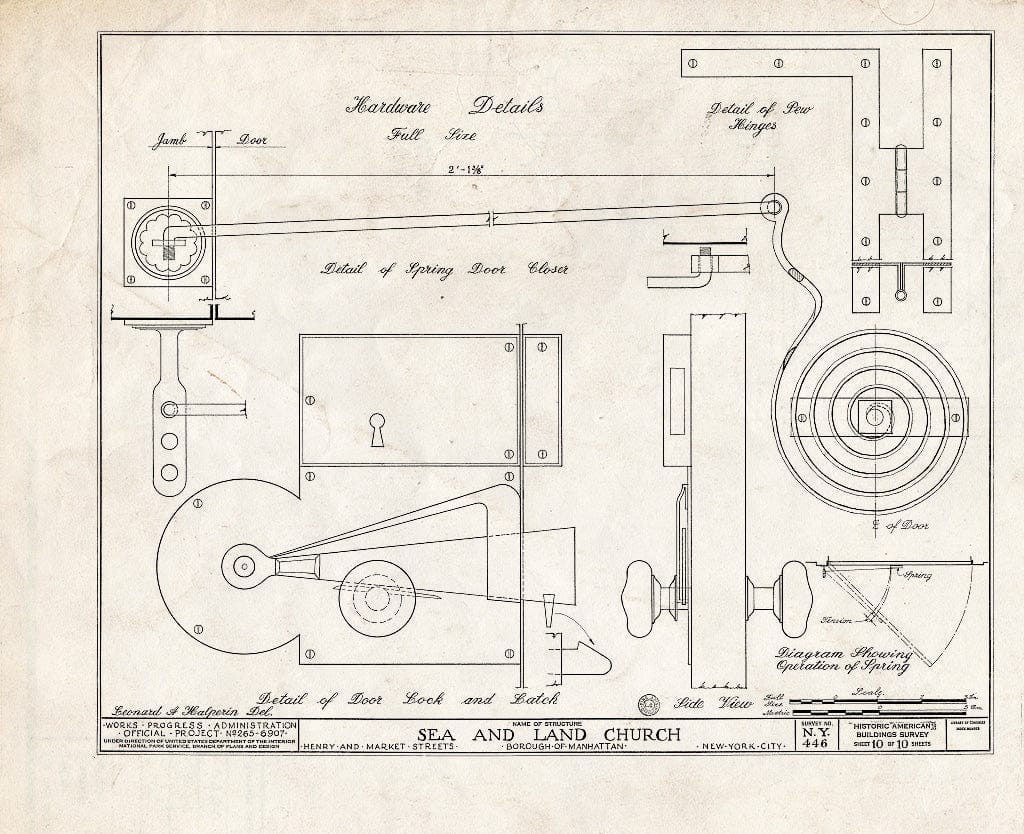 Blueprint HABS NY,31-NEYO,36- (Sheet 10 of 10) - Sea & Land Church, Henry & Market Streets, New York County, NY