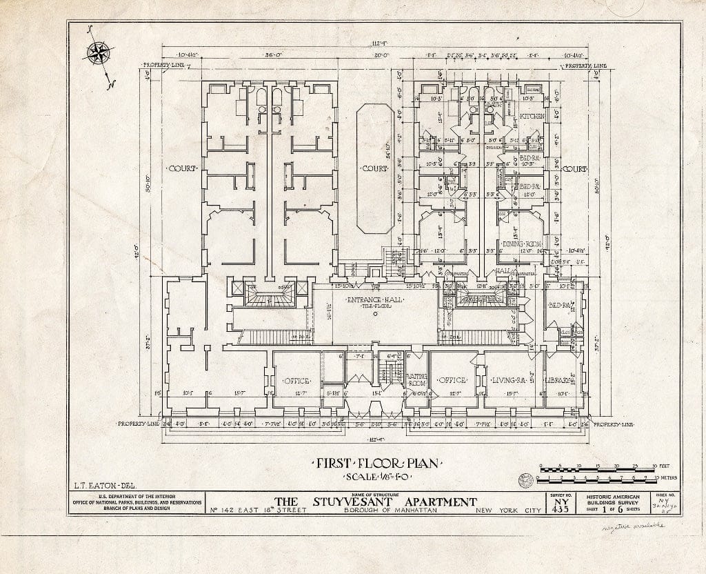 Blueprint HABS NY,31-NEYO,25- (Sheet 1 of 6) - Stuyvesant Apartments, 142 East Eighteenth Street, New York County, NY