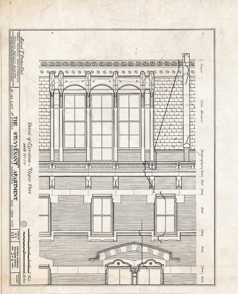 Blueprint HABS NY,31-NEYO,25- (Sheet 3 of 6) - Stuyvesant Apartments, 142 East Eighteenth Street, New York County, NY