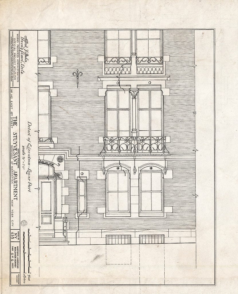Blueprint HABS NY,31-NEYO,25- (Sheet 4 of 6) - Stuyvesant Apartments, 142 East Eighteenth Street, New York County, NY