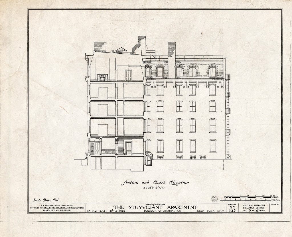Blueprint HABS NY,31-NEYO,25- (Sheet 6 of 6) - Stuyvesant Apartments, 142 East Eighteenth Street, New York County, NY