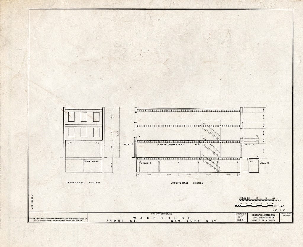 Blueprint HABS NY,31-NEYO,60- (Sheet 3 of 4) - Front Street (Warehouse), New York County, NY