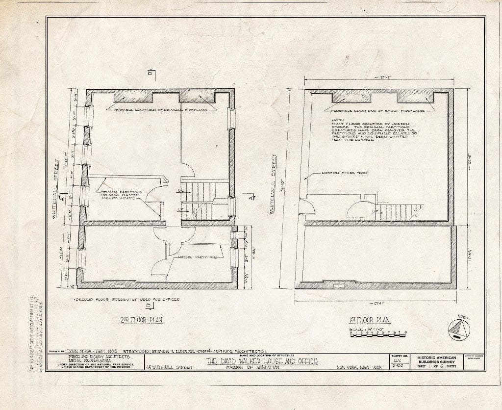 Blueprint HABS NY,31-NEYO,123- (Sheet 1 of 5) - David Walker House & Office, 45 Whitehall Street, New York County, NY