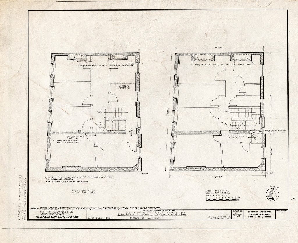 Blueprint HABS NY,31-NEYO,123- (Sheet 2 of 5) - David Walker House & Office, 45 Whitehall Street, New York County, NY