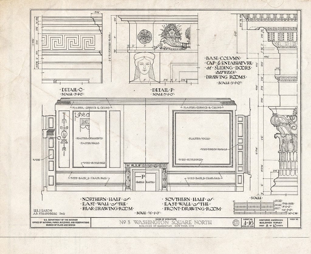 Blueprint HABS NY,31-NEYO,18- (Sheet 8 of 10) - 8 Washington Square North (House), New York County, NY