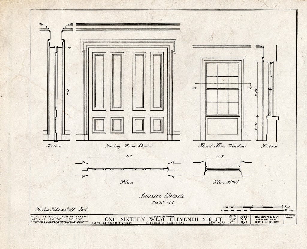 Blueprint HABS NY,31-NEYO,41- (Sheet 8 of 10) - 116 West Eleventh Street (Building), New York County, NY