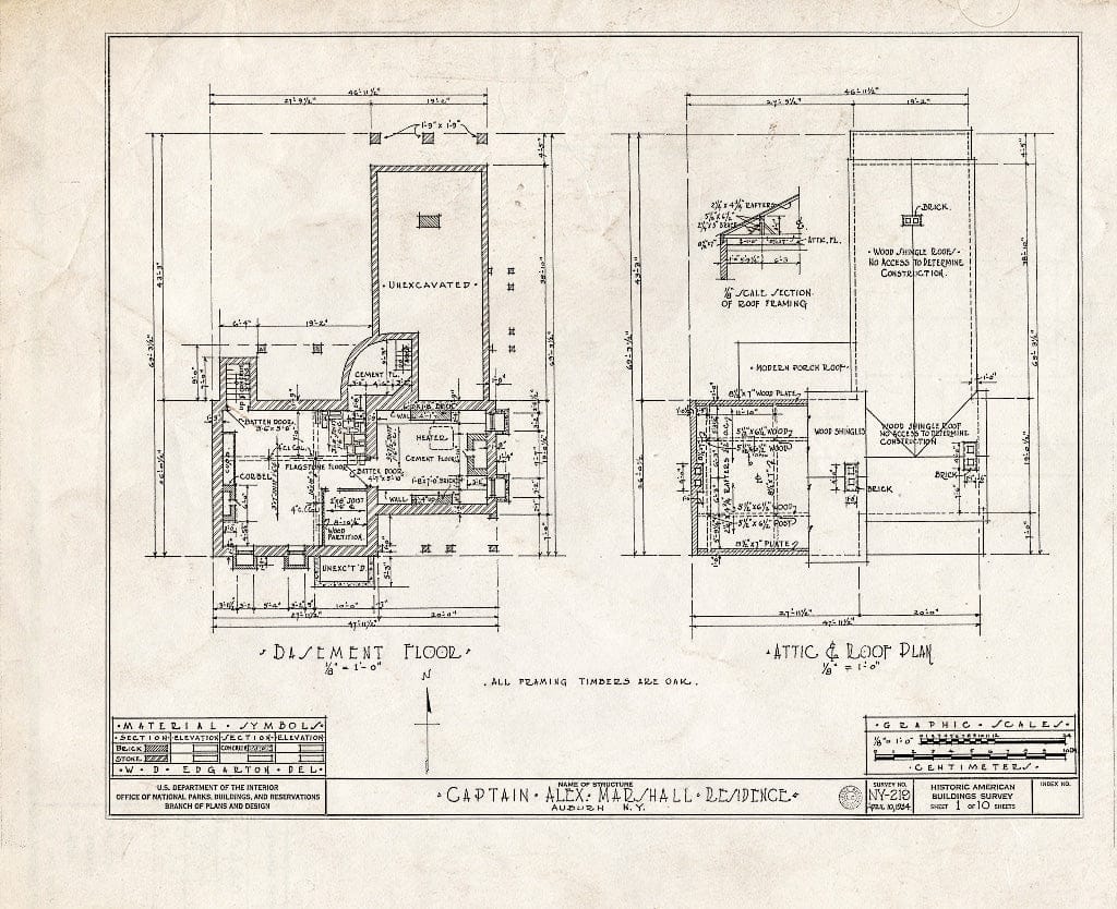 Blueprint HABS NY,6-AUB.V,2- (Sheet 1 of 10) - Captain Alexander Marshall House, Auburn-Aureling Road, Auburn, Cayuga County, NY