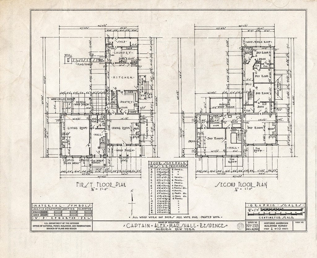 Blueprint HABS NY,6-AUB.V,2- (Sheet 2 of 10) - Captain Alexander Marshall House, Auburn-Aureling Road, Auburn, Cayuga County, NY