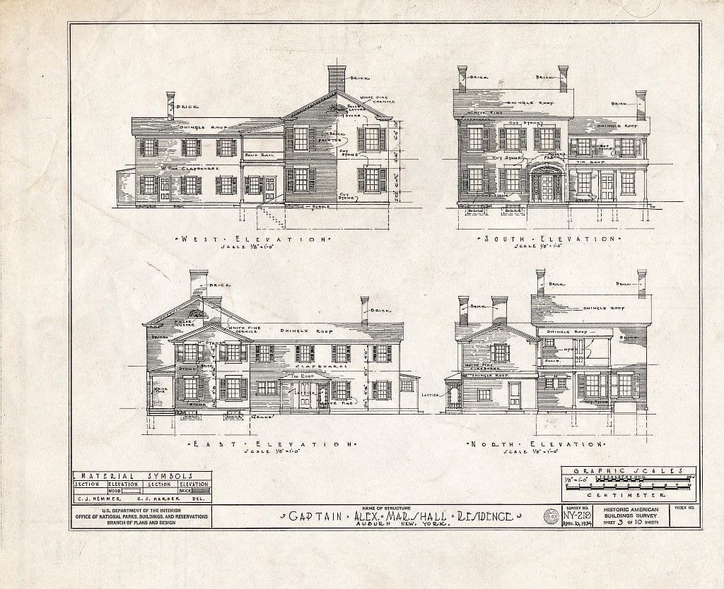 Blueprint HABS NY,6-AUB.V,2- (Sheet 3 of 10) - Captain Alexander Marshall House, Auburn-Aureling Road, Auburn, Cayuga County, NY