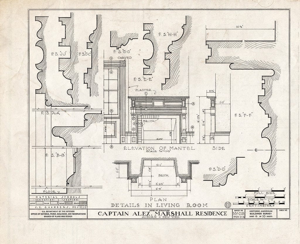 Blueprint HABS NY,6-AUB.V,2- (Sheet 6 of 10) - Captain Alexander Marshall House, Auburn-Aureling Road, Auburn, Cayuga County, NY