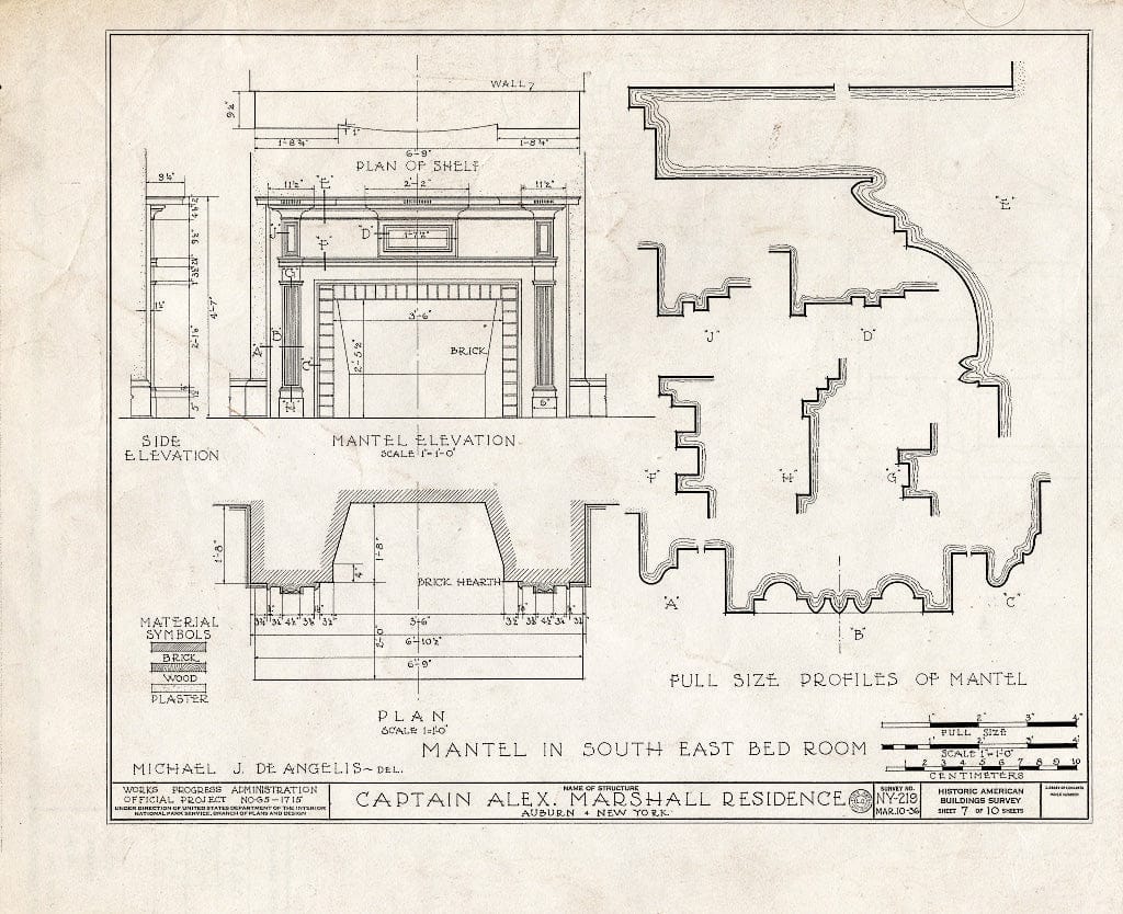 Blueprint HABS NY,6-AUB.V,2- (Sheet 7 of 10) - Captain Alexander Marshall House, Auburn-Aureling Road, Auburn, Cayuga County, NY