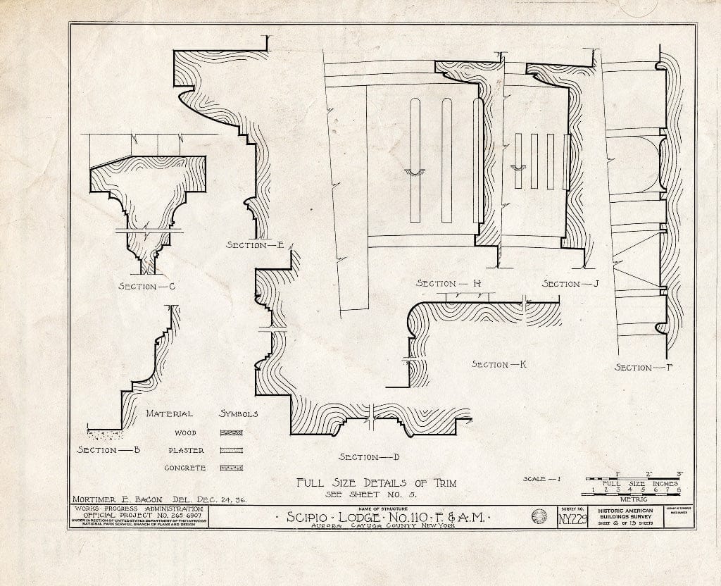 Blueprint HABS NY,6-Auro,4- (Sheet 6 of 13) - Scipio Lodge Number 110 (F. & A. M.), Main Street, Aurora, Cayuga County, NY