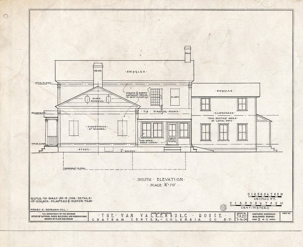 Blueprint HABS NY,11-CHATC,1- (Sheet 5 of 11) - John Van Walkenburg House, State Route 66, Chatham Center, Columbia County, NY