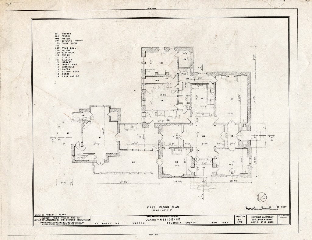Blueprint HABS NY,11-HUD,1- (Sheet 3 of 15) - Olana, State Route 9G, Hudson, Columbia County, NY