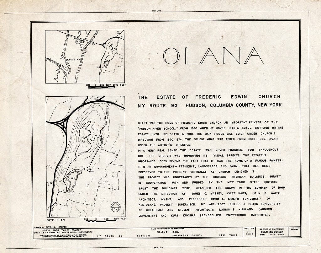 Blueprint HABS NY,11-HUD,1B- (Sheet 1 of 4) - Olana, Barn, State Route 9G, Hudson, Columbia County, NY
