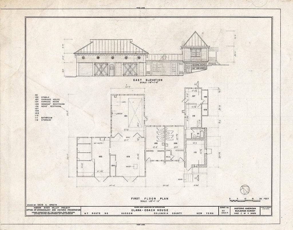 Blueprint HABS NY,11-HUD,1A- (Sheet 2 of 4) - Olana, Coach House, State Route 9G, Hudson, Columbia County, NY