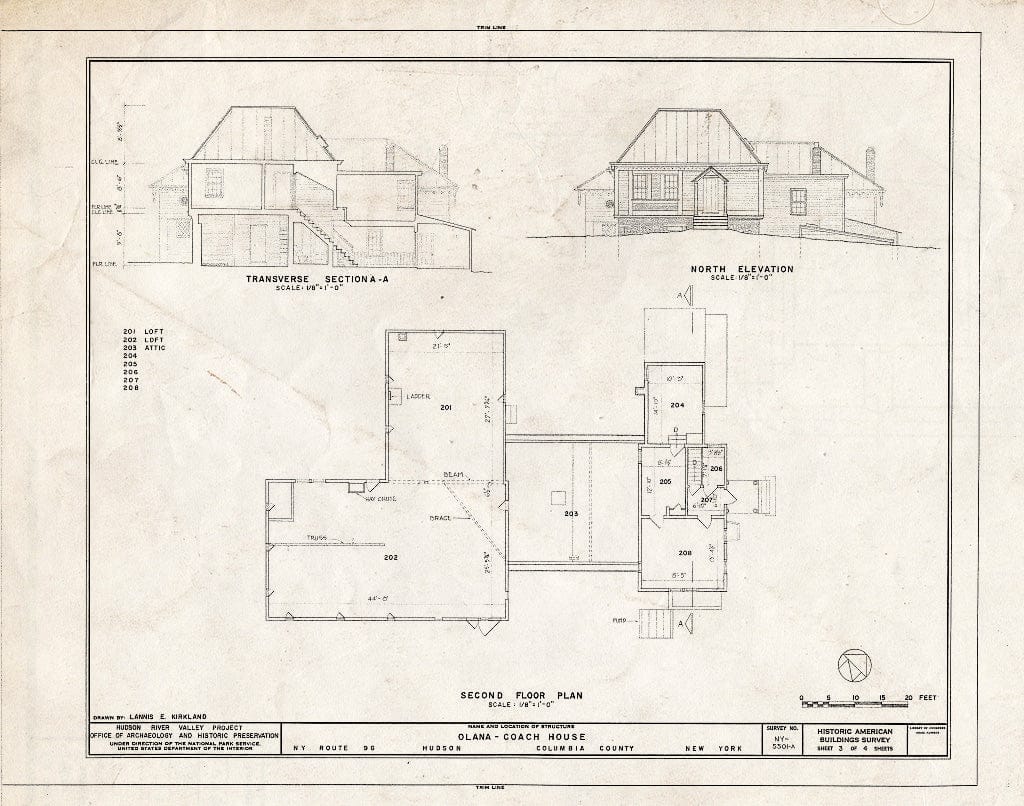 Blueprint HABS NY,11-HUD,1A- (Sheet 3 of 4) - Olana, Coach House, State Route 9G, Hudson, Columbia County, NY