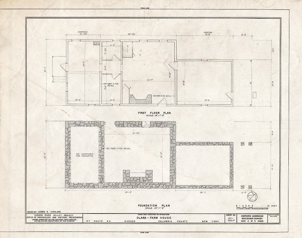 Blueprint HABS NY,11-HUD,1F- (Sheet 2 of 5) - Olana, Farmhouse, State Route 9G, Hudson, Columbia County, NY