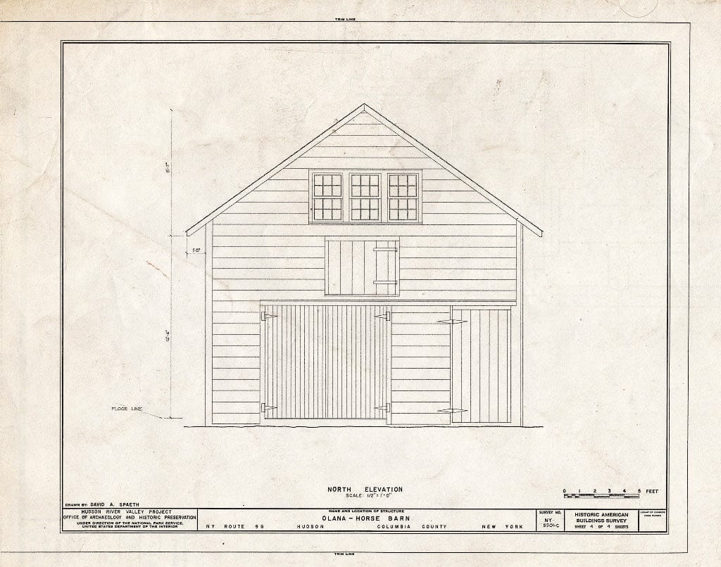 Blueprint HABS NY,11-HUD,1C- (Sheet 4 of 4) - Olana, Horse Barn, State Route 9G, Hudson, Columbia County, NY