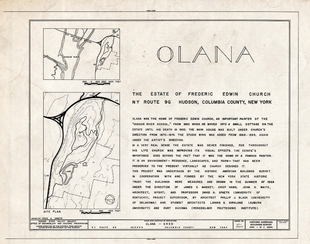 Blueprint HABS NY,11-HUD,1D- (Sheet 1 of 2) - Olana, Shed, State Route 9G, Hudson, Columbia County, NY