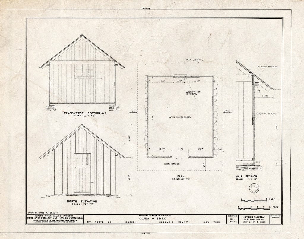 Blueprint HABS NY,11-HUD,1D- (Sheet 2 of 2) - Olana, Shed, State Route 9G, Hudson, Columbia County, NY