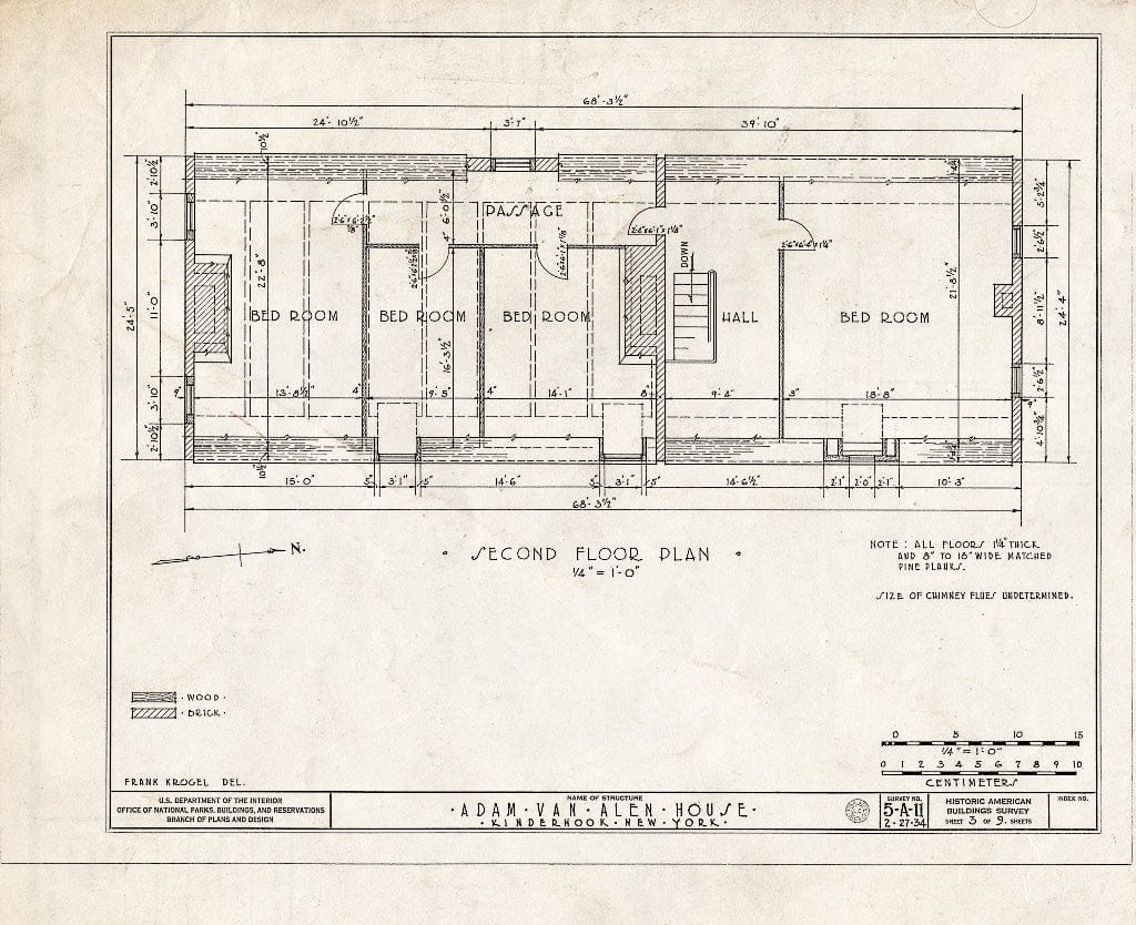 Blueprint HABS NY,11-KINHO,1- (Sheet 3 of 9) - Adam Van Alen House, Kinderhook Creek Vicinity, Kinderhook, Columbia County, NY