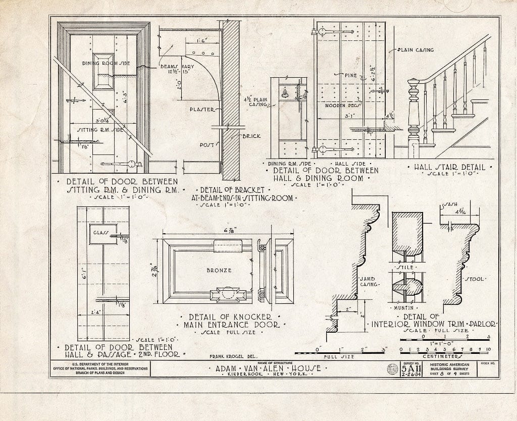 Blueprint HABS NY,11-KINHO,1- (Sheet 8 of 9) - Adam Van Alen House, Kinderhook Creek Vicinity, Kinderhook, Columbia County, NY