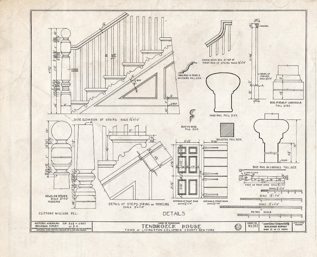Blueprint HABS NY,11-LIV.V,1- (Sheet 13 of 13) - Ten Broeck House, County Highway 82, Livingston, Columbia County, NY