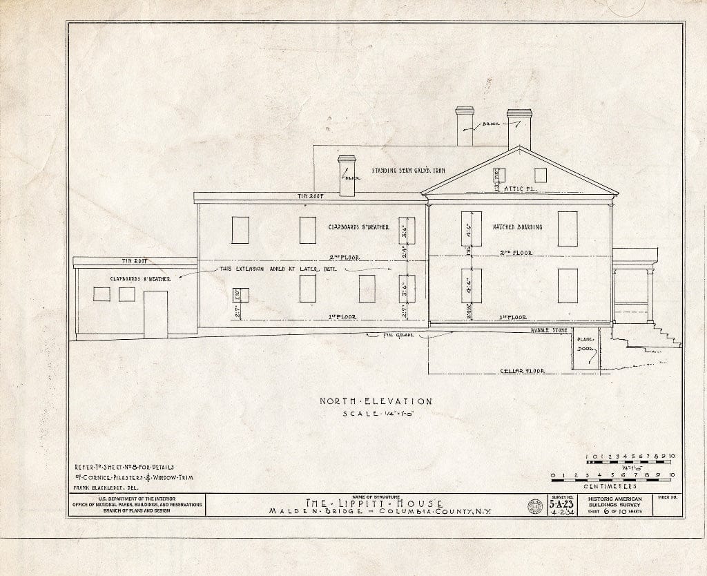 Blueprint HABS NY,11-MALB,1- (Sheet 6 of 10) - Lippitt House, State Routes 204 & 66, Malden Bridge, Columbia County, NY