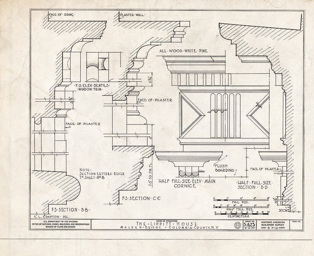 Blueprint HABS NY,11-MALB,1- (Sheet 9 of 10) - Lippitt House, State Routes 204 & 66, Malden Bridge, Columbia County, NY