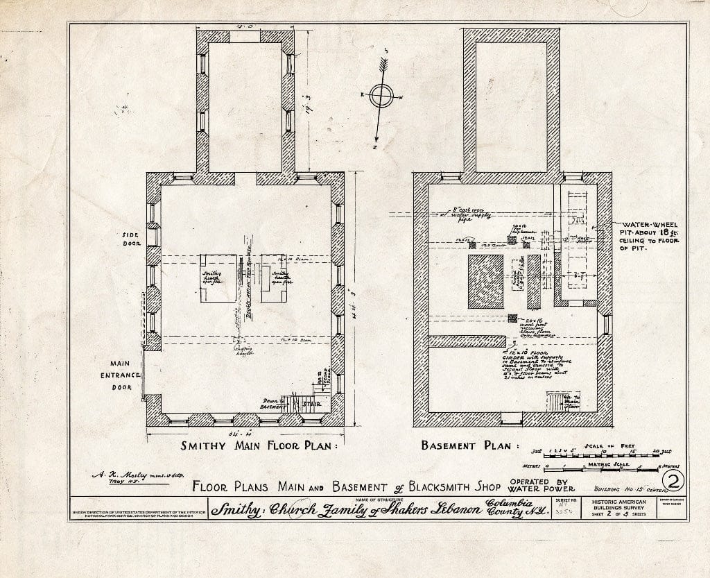 Blueprint HABS NY,11-NELEB.V,37- (Sheet 2 of 3) - Shaker Centre Family Smithy, Shaker Road, New Lebanon, Columbia County, NY