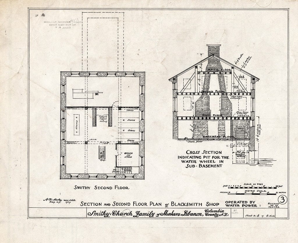 Blueprint HABS NY,11-NELEB.V,37- (Sheet 3 of 3) - Shaker Centre Family Smithy, Shaker Road, New Lebanon, Columbia County, NY