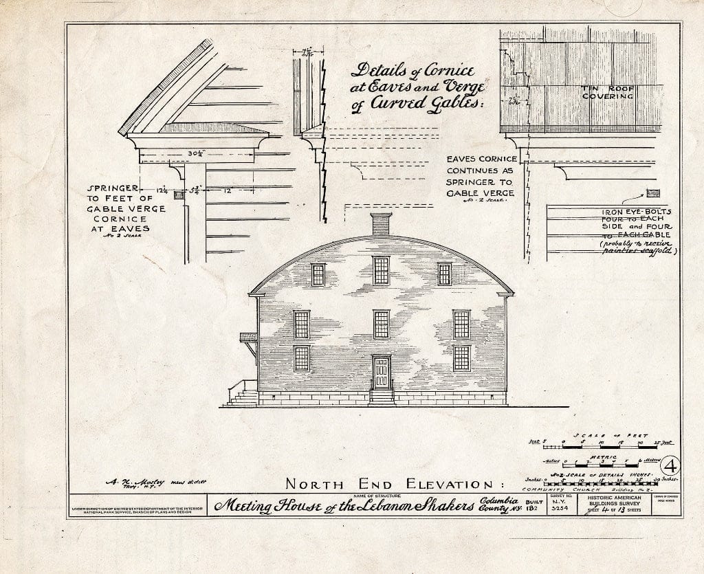 Blueprint HABS NY,11-NELEB.V,3- (Sheet 4 of 13) - Shaker Meetinghouse (Second), Shaker Road, New Lebanon, Columbia County, NY
