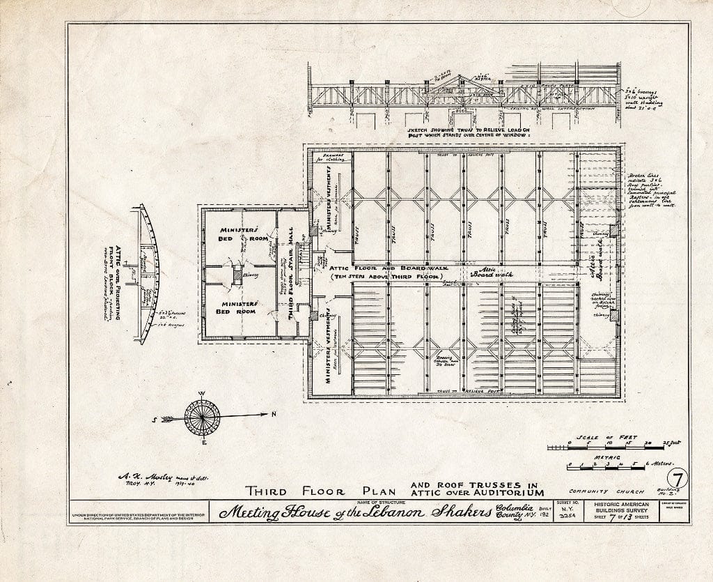 Blueprint HABS NY,11-NELEB.V,3- (Sheet 7 of 13) - Shaker Meetinghouse (Second), Shaker Road, New Lebanon, Columbia County, NY