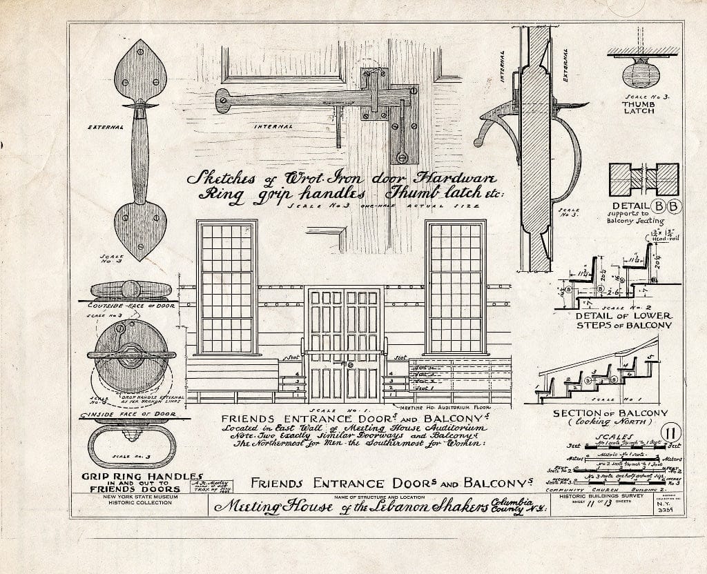 Blueprint HABS NY,11-NELEB.V,3- (Sheet 11 of 13) - Shaker Meetinghouse (Second), Shaker Road, New Lebanon, Columbia County, NY