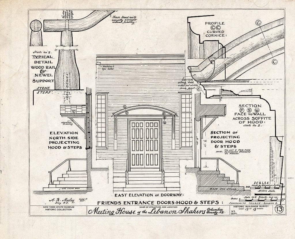 Blueprint HABS NY,11-NELEB.V,3- (Sheet 13 of 13) - Shaker Meetinghouse (Second), Shaker Road, New Lebanon, Columbia County, NY