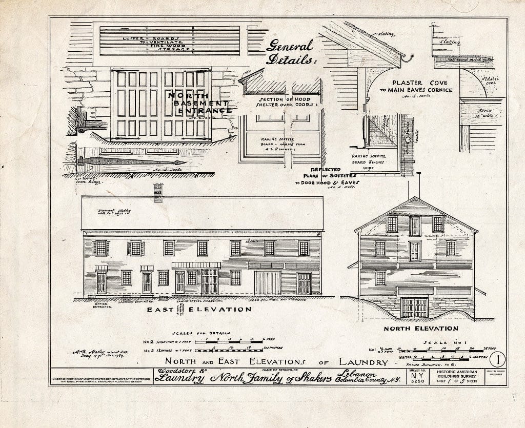 Blueprint HABS NY,11-NELEB.V,27- (Sheet 1 of 5) - Shaker North Family Washhouse (Second), Shaker Road, New Lebanon, Columbia County, NY